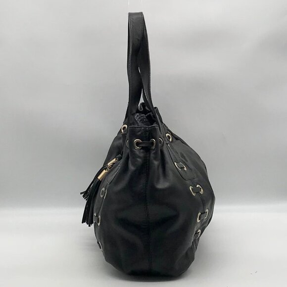 Michael Kors Black Leather Astor Grommet Shoulder Bag - Picture 3 of 10